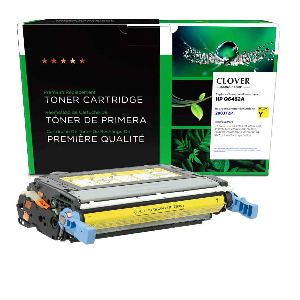 High-Quality Clover Remanufactured Yellow Toner Cartridge Replacement for HP Q6462A (HP 644A) | Compatible with HP Printers | Perfect for Home & Office Printing Needs