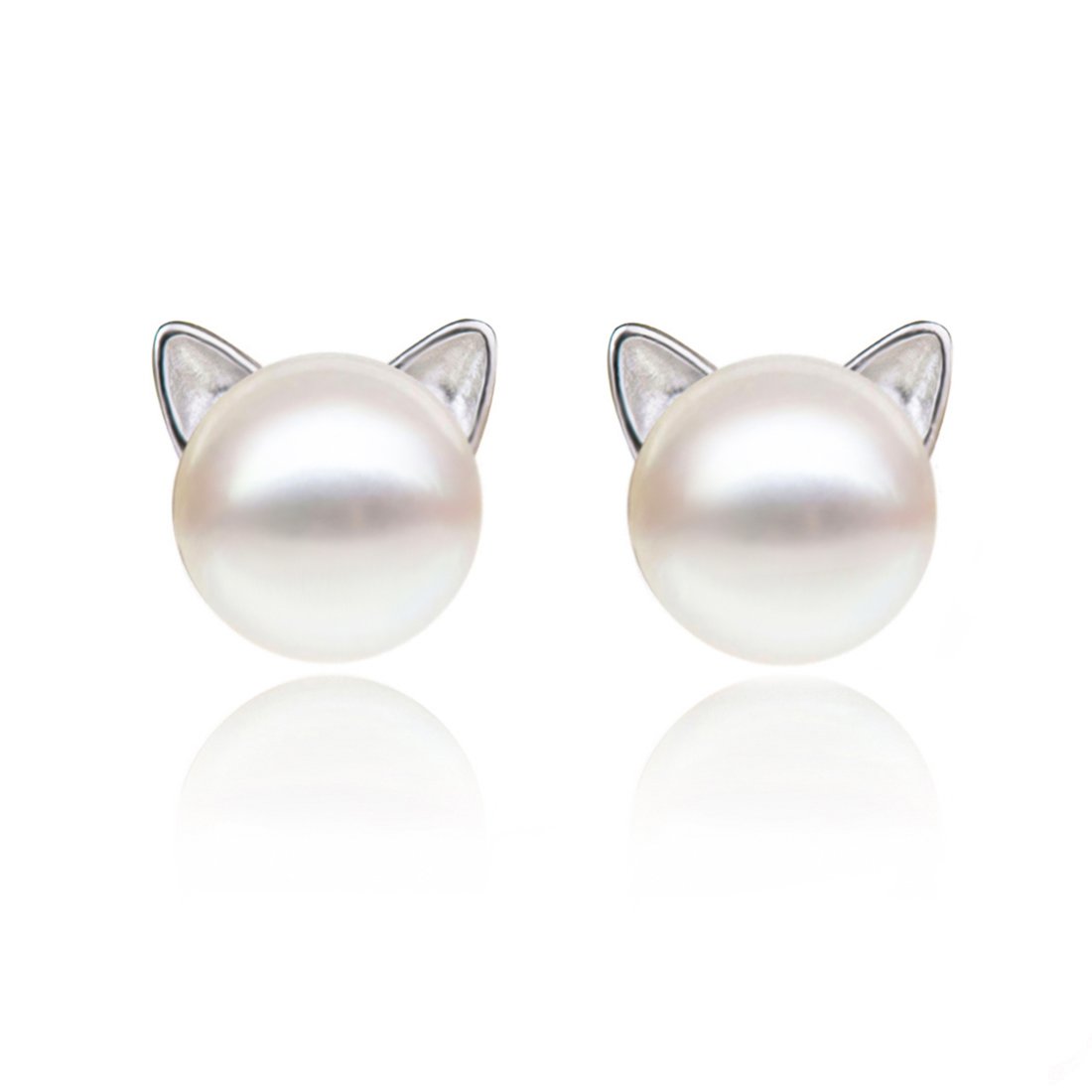 Pearl Cat Earrings Sterling Silver - Elegant Cat Memorial Gifts for Women, Perfect for Cat Lovers | Ideal for Daily Wear, Special Occasions & Cat-Themed Parties