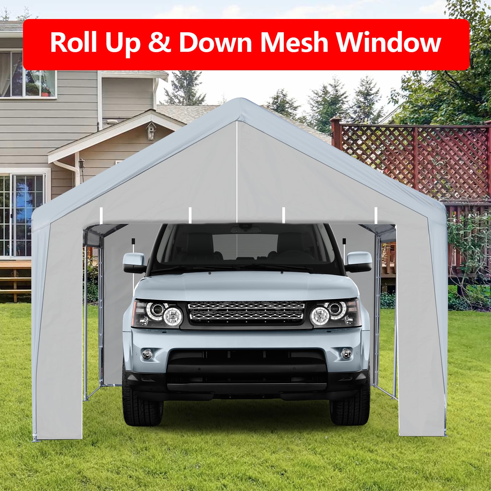 GARVEE 13'x20' Heavy Duty Canopy Car Garage Shelter with Zipper Doors | Waterproof Vehicle Tent for Cars & Trucks | Removable Sidewalls | Yellow | Perfect for Outdoor Parking, RV Storage & Vehicle Protection