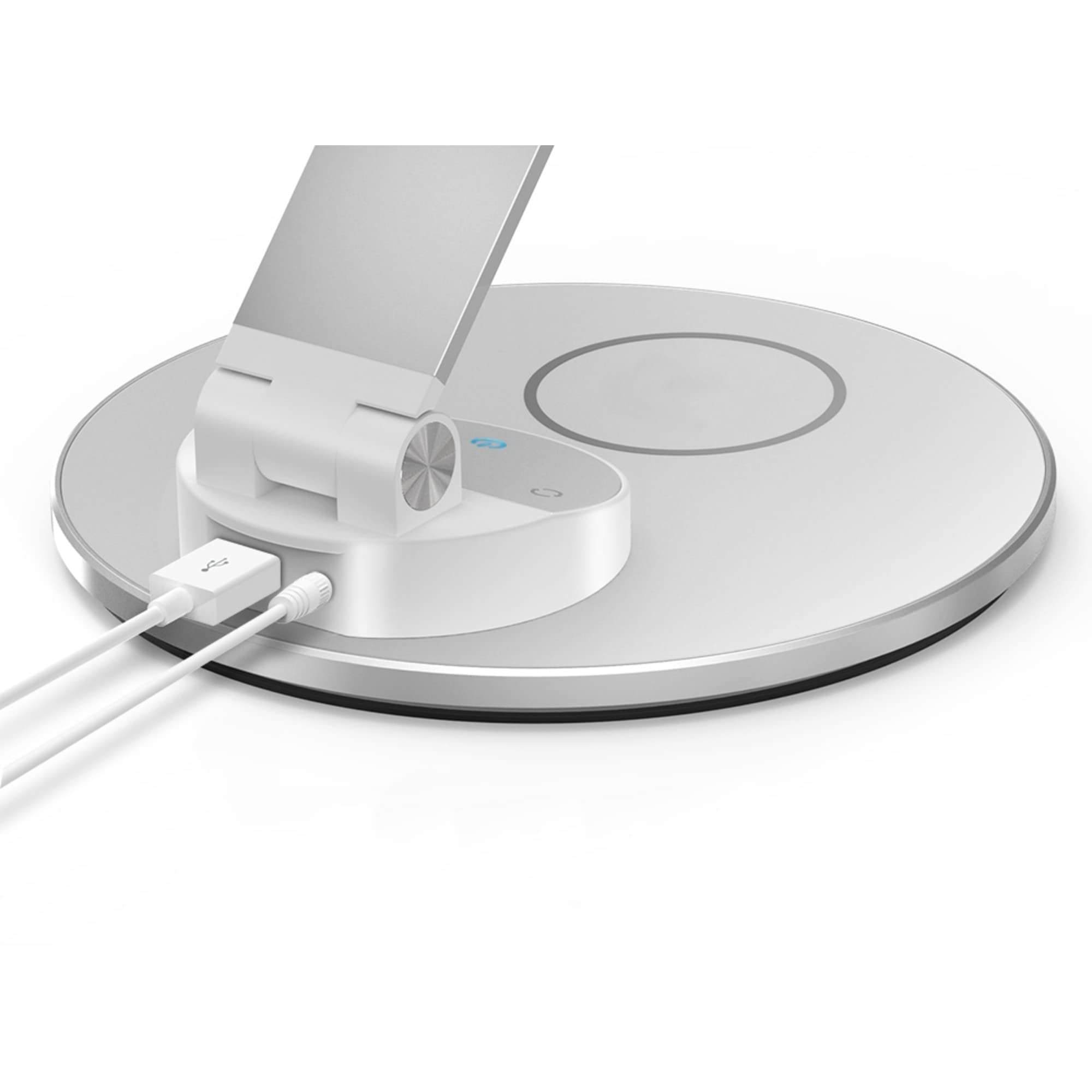 WorkPro™ LED USB Desk Lamp with Wireless Charger - 16.5 Inch Adjustable Office Light, White/Silver - Perfect for Home Office, Study & Workspace Lighting