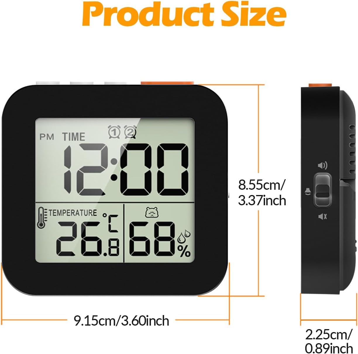Digital Shower Clock with Temperature & Humidity Monitor - Waterproof Kitchen Timer for Cooking, Makeup & Bathroom - Alarm Function in C/F - Perfect for Shower, Gym, Office & Home Use