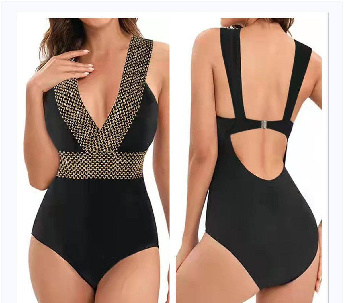 Black Slim One Piece Swimsuit for Women - Sexy High Waisted Bathing Suit - Perfect for Beach, Pool, and Vacation Wear