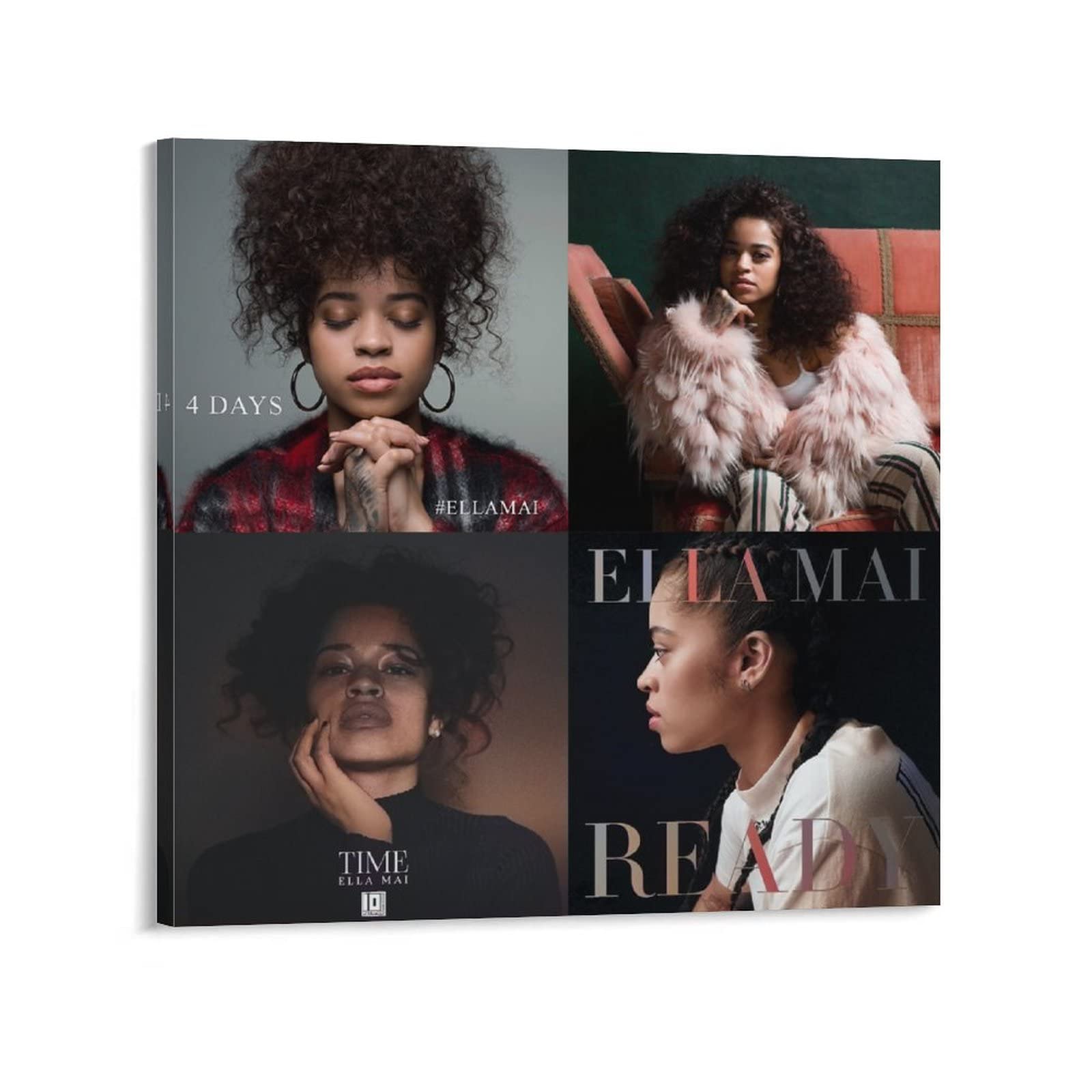 Ella Mai Ready TIME 4 DAYS Canvas Wall Art Poster - 24x24 Inch (60x60cm) Framed Print for Bedroom, Office & Sports Fan Decor - Perfect Gift for Music Lovers & Home Decoration