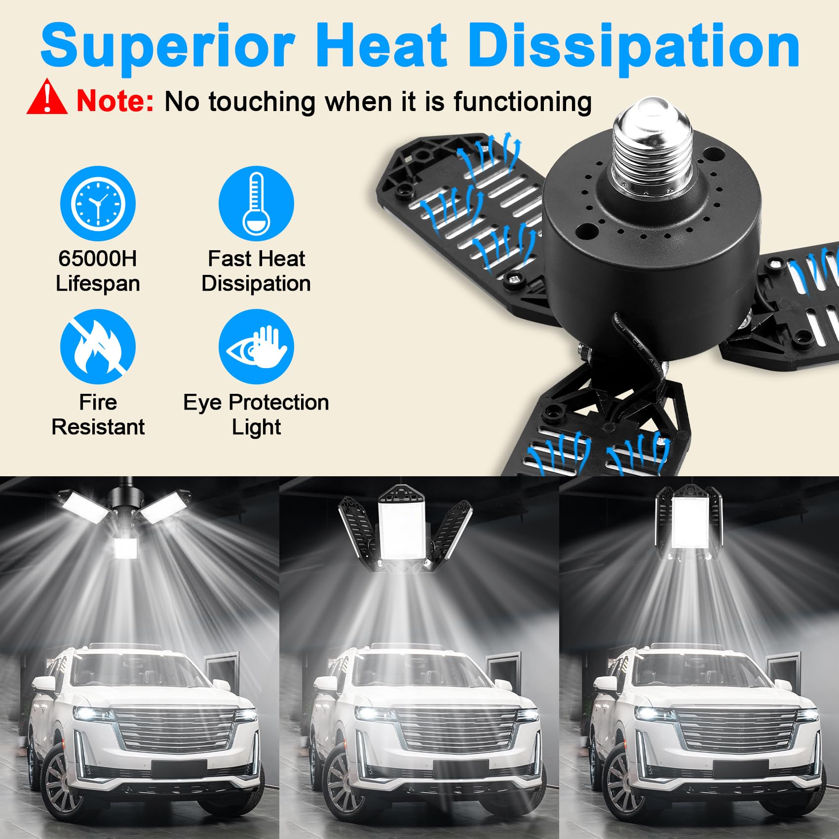 Kofarrten LED Garage Lights - 8000LM Super Bright, 80W 6500K Adjustable Shop Lighting for Garage, Workshop, Basement & Warehouse (2 Pack) - Perfect for Home Improvement, Auto Repair & DIY Projects
