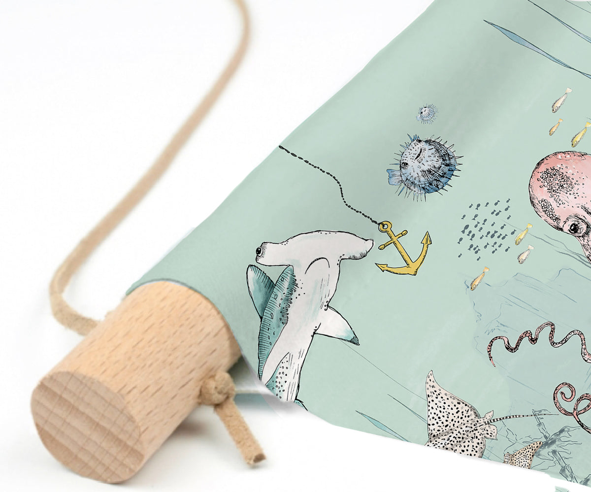 Underwater Wonders Textile Poster - Mint Green Ocean Theme Wall Art for Home & Office Decor | Perfect for Living Room, Bedroom, or Beach House