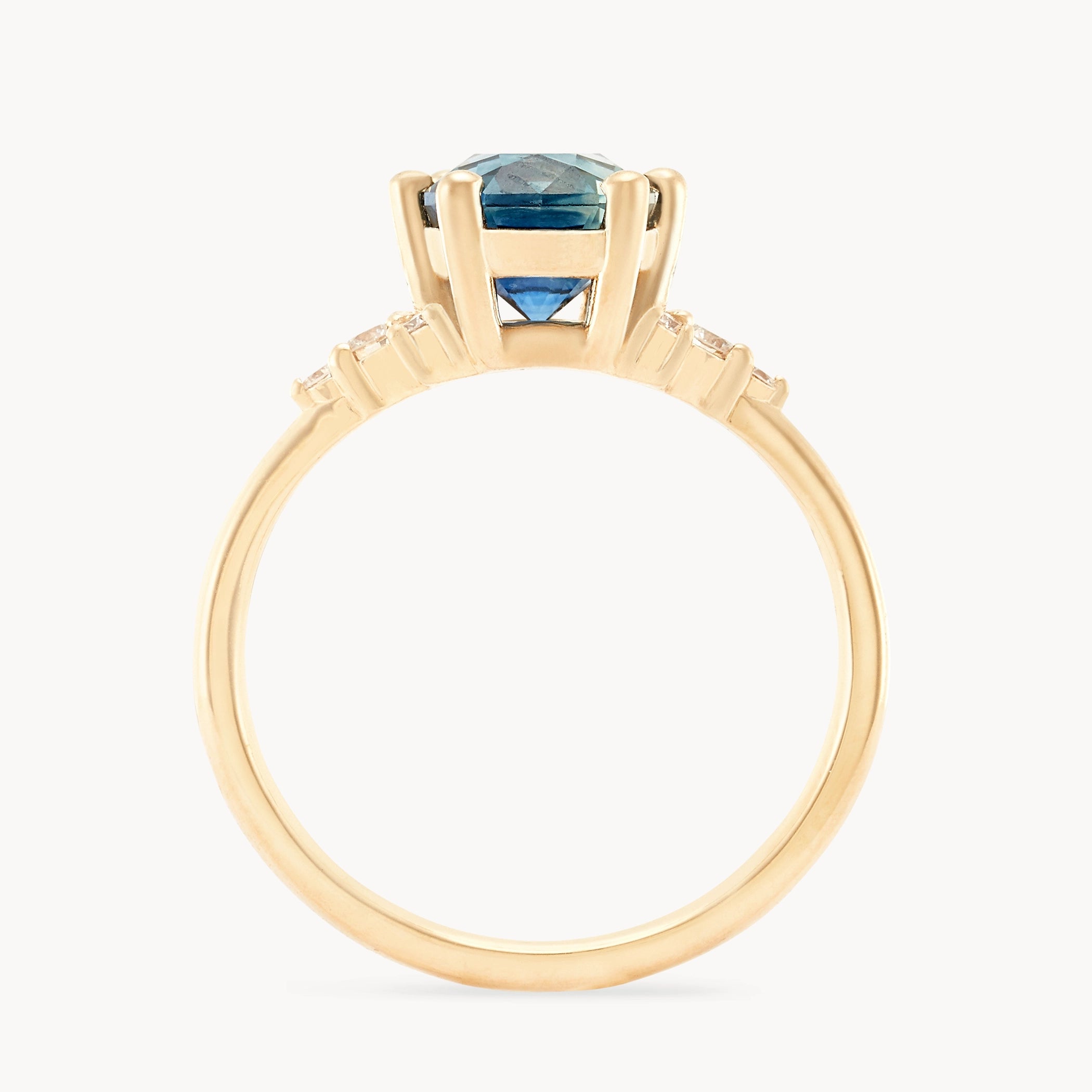 14K Yellow Gold Blue Sapphire Ring - Unique Midnight Garden Design for Women | Elegant Jewelry Gift for Birthday, Anniversary & Special Occasions