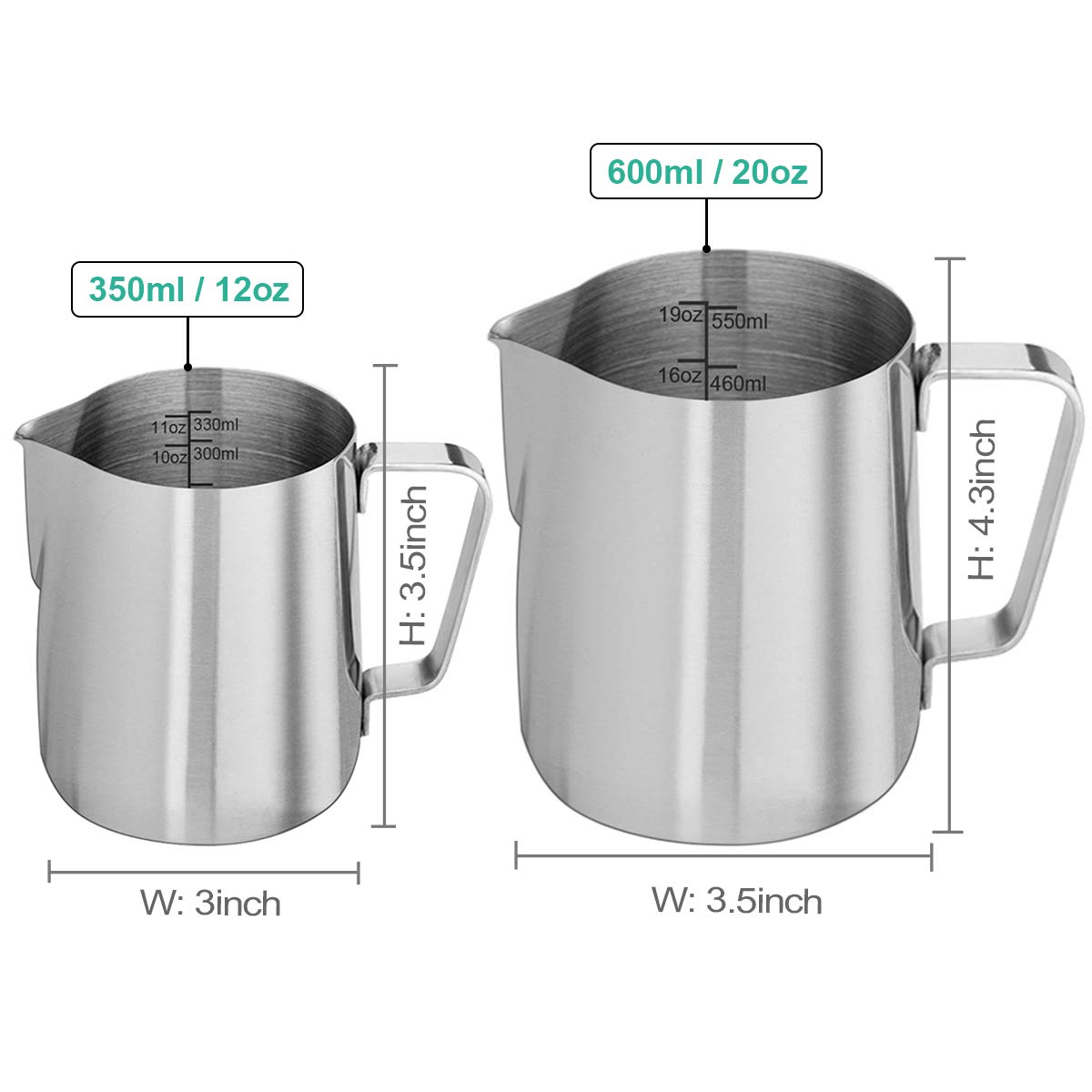 ENLOY 20oz Stainless Steel Milk Frothing Pitcher - Barista Steaming Jug for Espresso Machine, Perfect for Latte Art, Cappuccino & Coffee Making - Includes Art Pen - Ideal for Home Baristas & Coffee Shops
