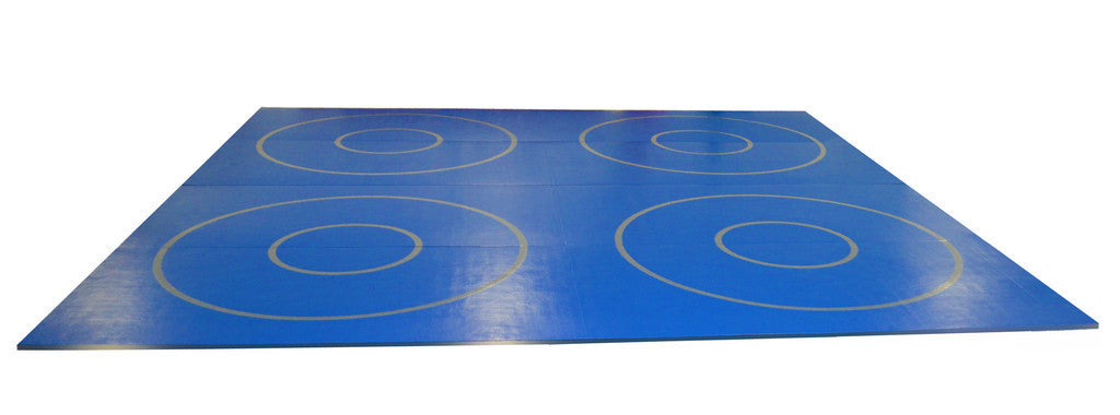 Blue Mat with White Circles and lines