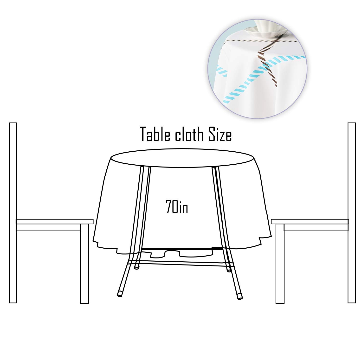 Premium Polyester Tablecloth - Easy Wash & Wipe - 70