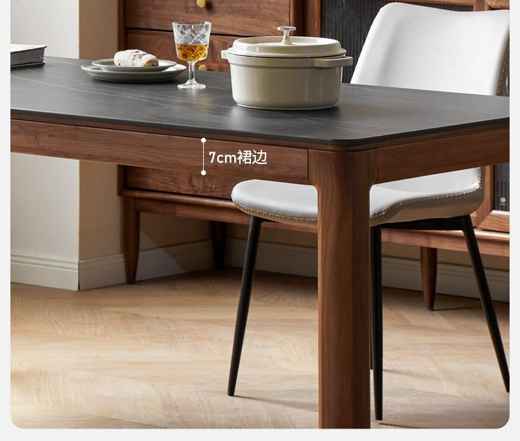 Premium Black Walnut Solid Wood Rock Slab Dining Table - Natural Wood Grain - Rustic Modern Farmhouse Style - Perfect for Dining Rooms, Kitchens & Open Concept Living Spaces