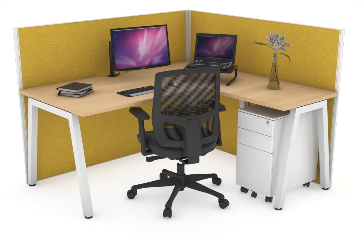 Horizon Quadro A Legs L-Shaped Corner Office Desk - 1800L x 1800W with Cable Management | Modern Home Office & Gaming Desk for Small Spaces