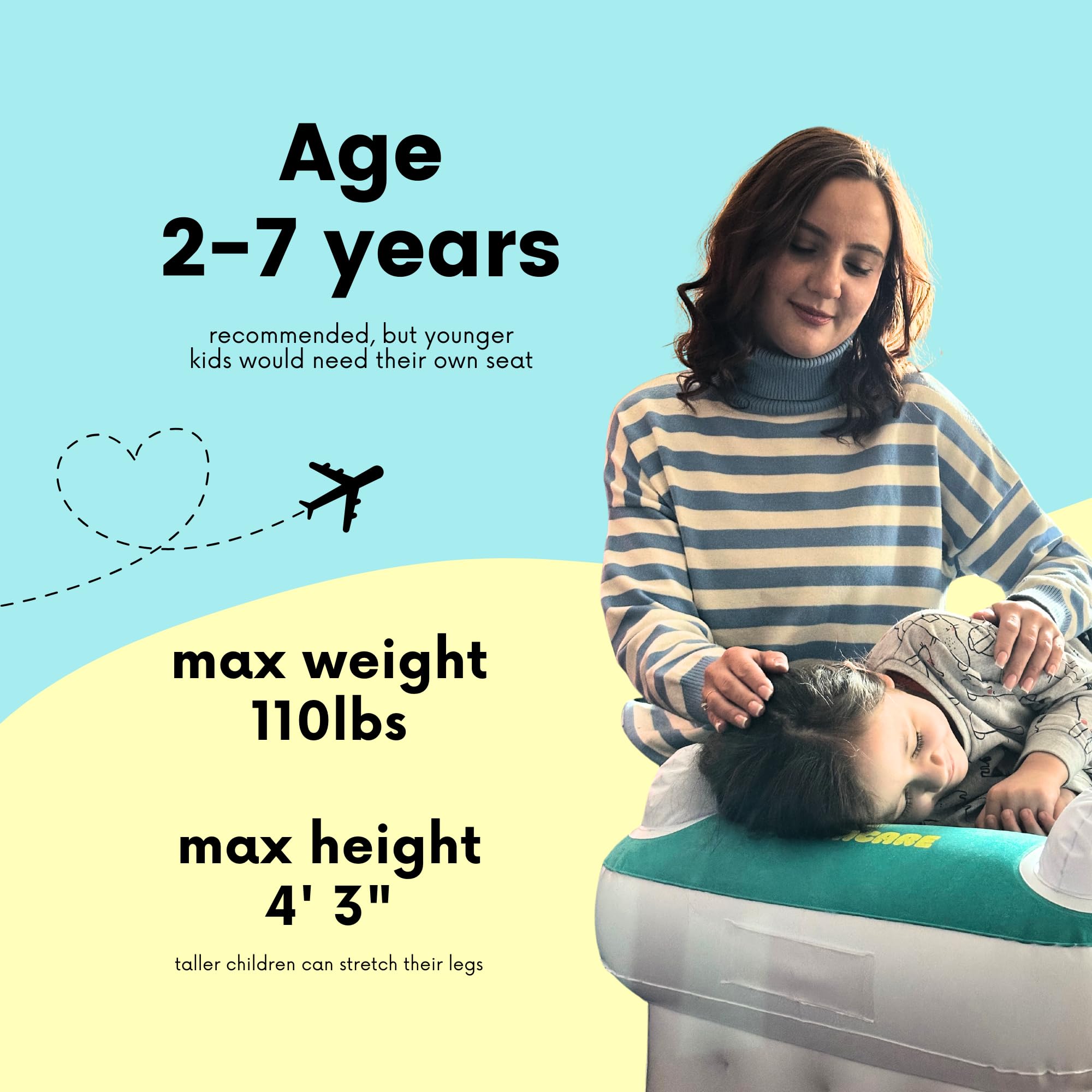 MAMACARE Inflatable Toddler Airplane Bed with Bumpers, Pump & Travel Bag - Portable Kids Travel Bed for Airplane, Car & Home - Perfect Gift for Flying Toddlers & Comfortable Sleep On-The-Go