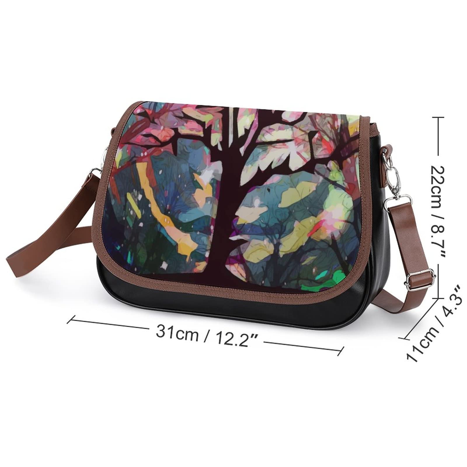 Stylish Women's Crossbody Bags - Genuine Leather Shoulder Bag with Abstract Tree Design for Everyday Use, Work & Travel
