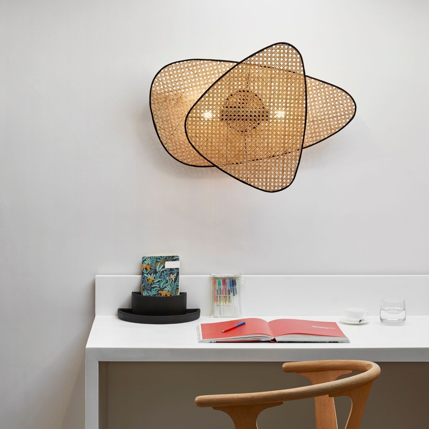 Elegant Woven Rattan Screen Cannage Sconce Wall Light - Perfect for Bedroom, Living Room, and Patio Decor