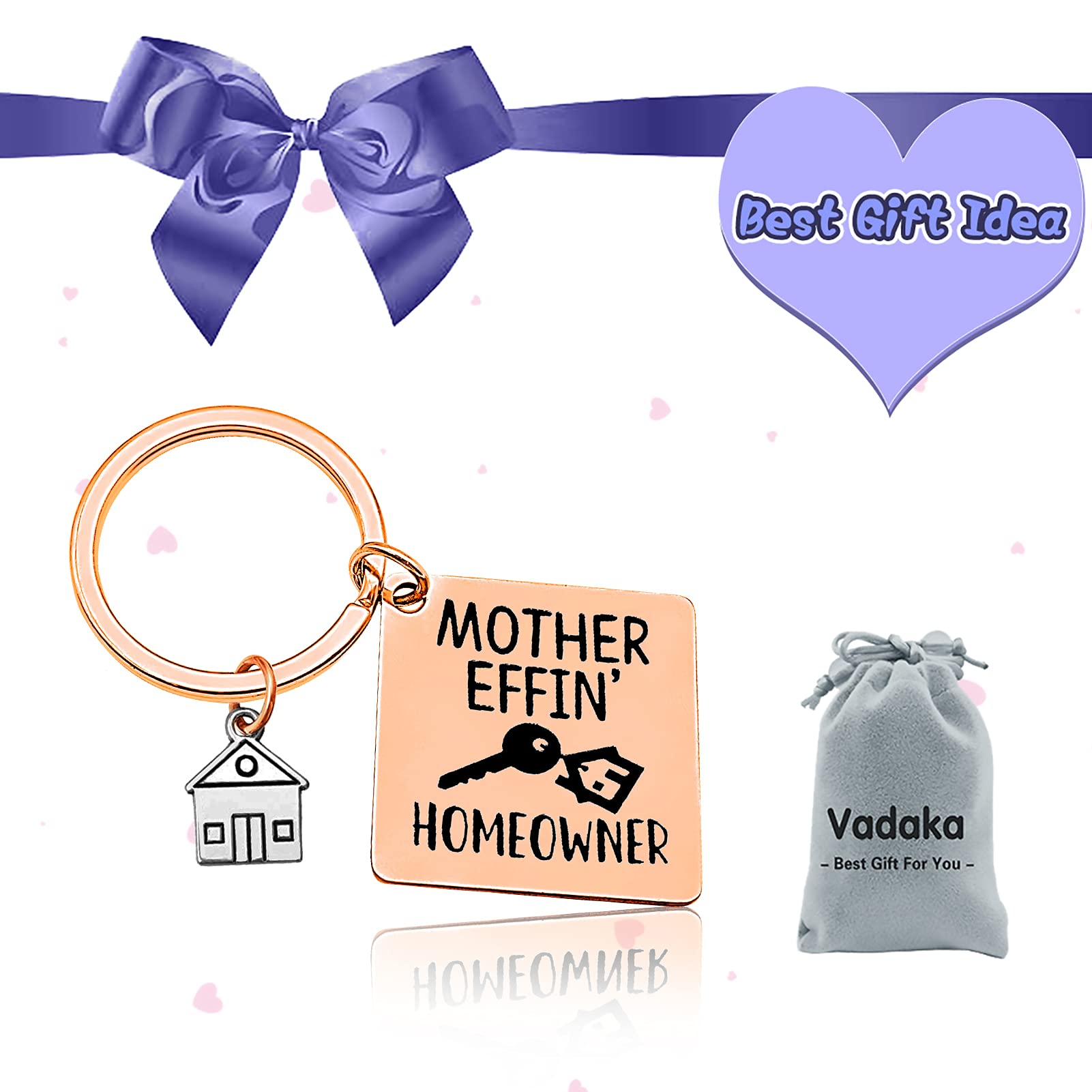 Vadaka Funny Housewarming Gifts for New Homeowners - First Home Keychain Jewelry, Realtor Closing Gifts & Moving-In Key Chain (Perfect for Housewarming Parties, New Home Celebrations & Realtor Appreciation Gifts)