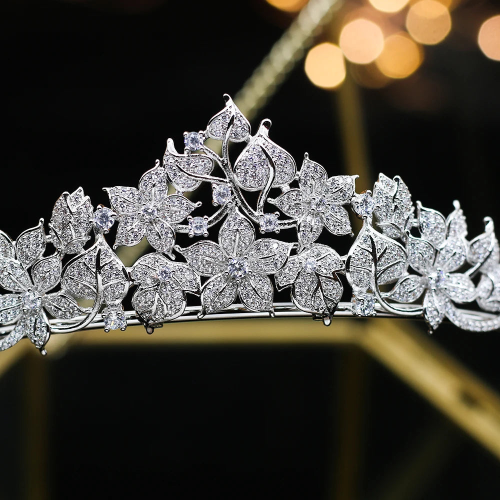 Elegant Cubic Zirconia Silver Tiara Crown for Women - Perfect Wedding Hair Accessory | Bridal Party, Prom, Pageant & Special Occasion Headpiece