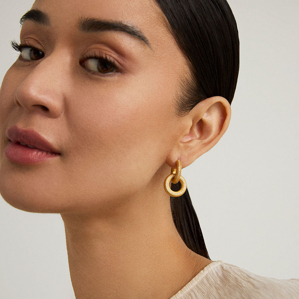 Colette Gold Pave Drop Earrings for Women – Elegant Dangling Jewelry for Parties, Weddings & Special Occasions