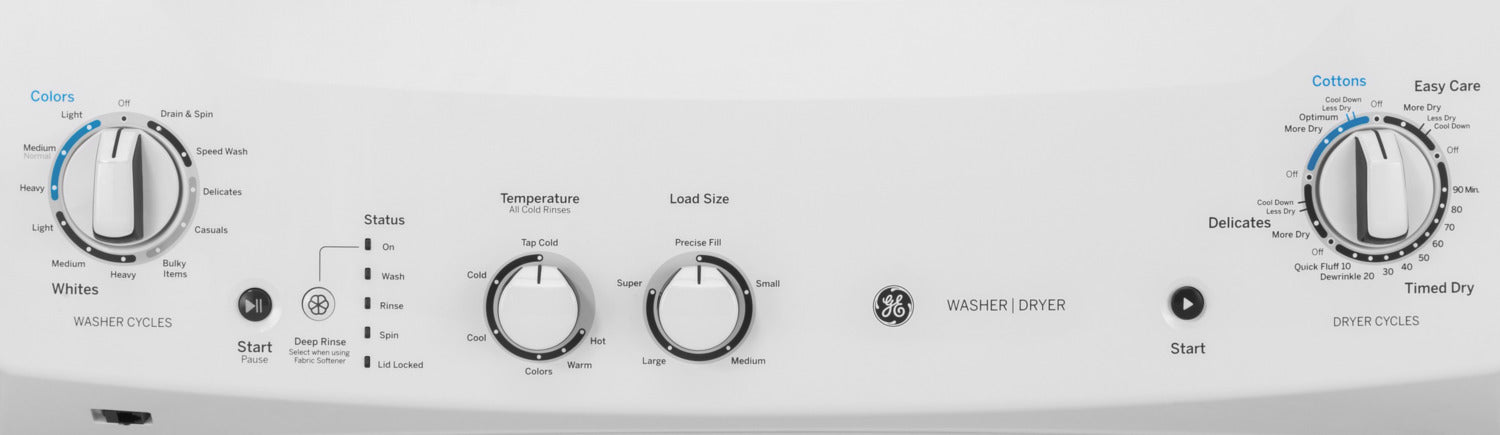 GE GUD24ESMMWW White Electric Laundry Center - Stackable Washer & Dryer Combo for Small Spaces, Apartments & Energy-Efficient Homes | Perfect for Laundry Rooms, Basements & Tight Spaces