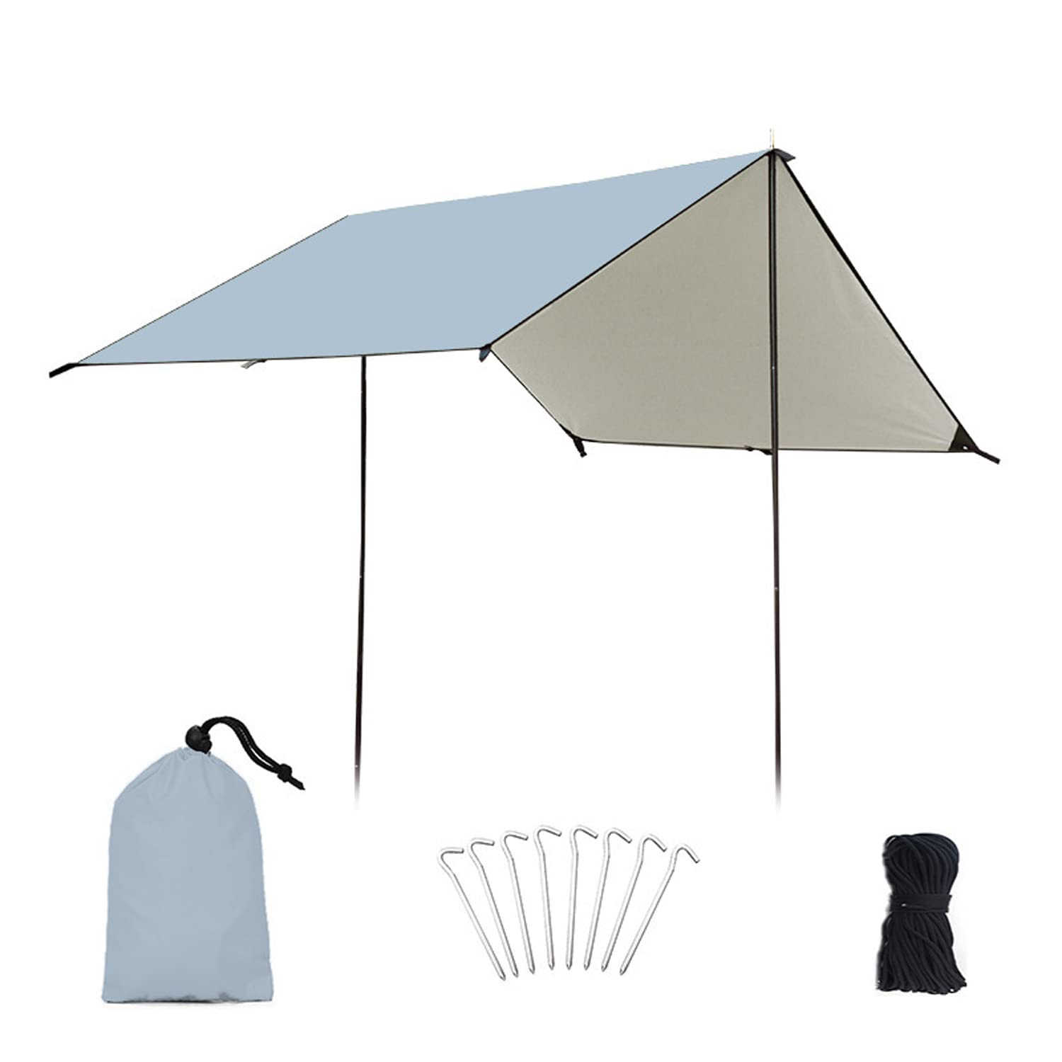 Premium Waterproof & UV Protection Tent Tarp - Lightweight Camping Shelter for Outdoor Adventures, Backpacking & Travel (Large Size, Gray, Rodless) - Perfect for Hiking, Beach Trips & Emergency Shelters