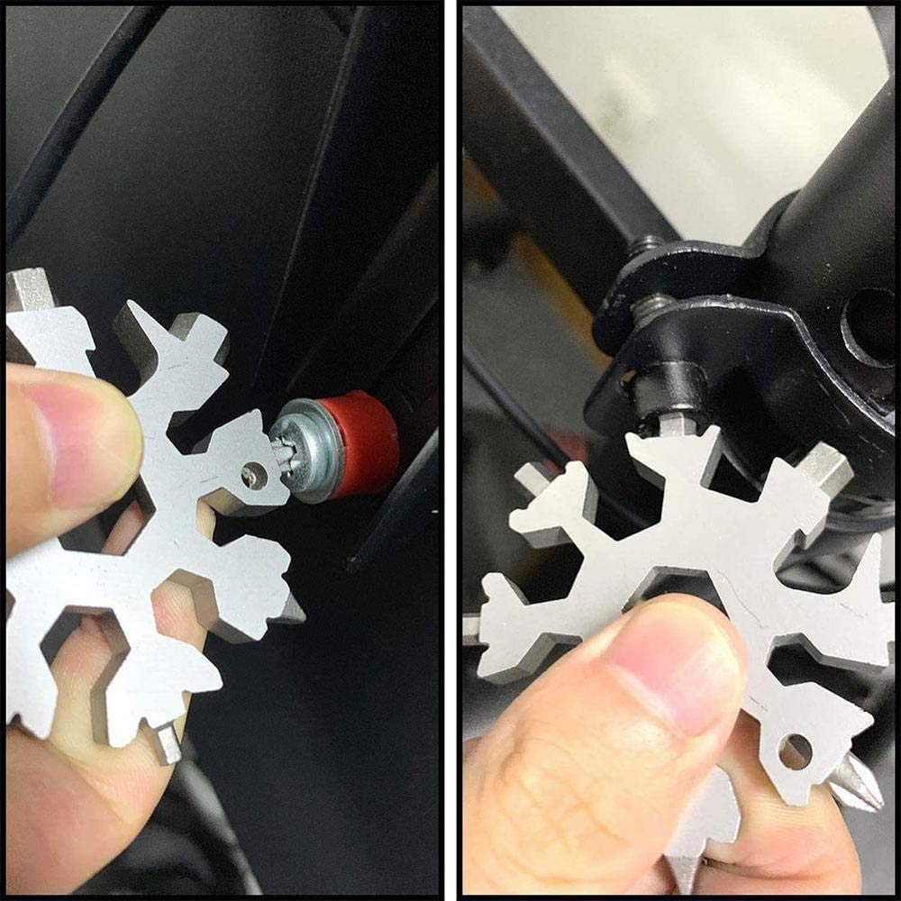 19-in-1 Snowflake Multi-Tool Screwdriver Set - Stainless Steel Compact Wrench Kit with Bottle Opener, Flat & Phillips Screwdrivers, Keychain Gadget - Perfect for Camping, Hiking, DIY Repairs & Christmas Gifts (Multi-color)