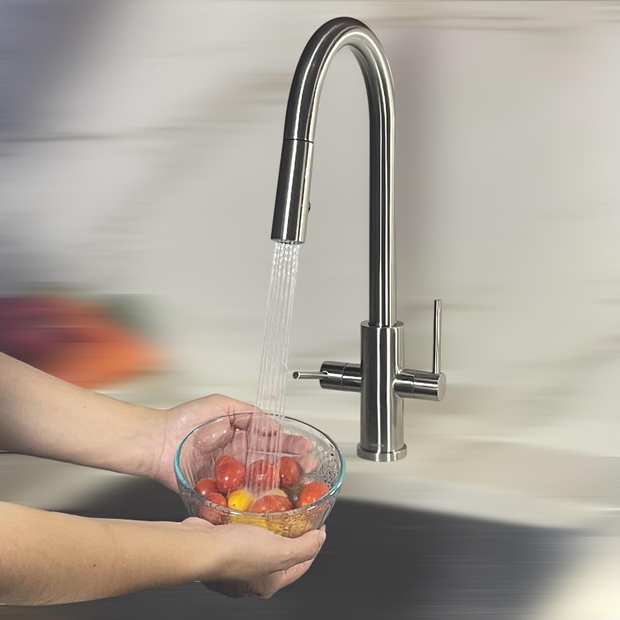 Brushed Nickel Kitchen Faucet with Pull Down Sprayer - 2 Handle High Arc Kitchen Sink Faucet for Modern Home & Restaurant Use