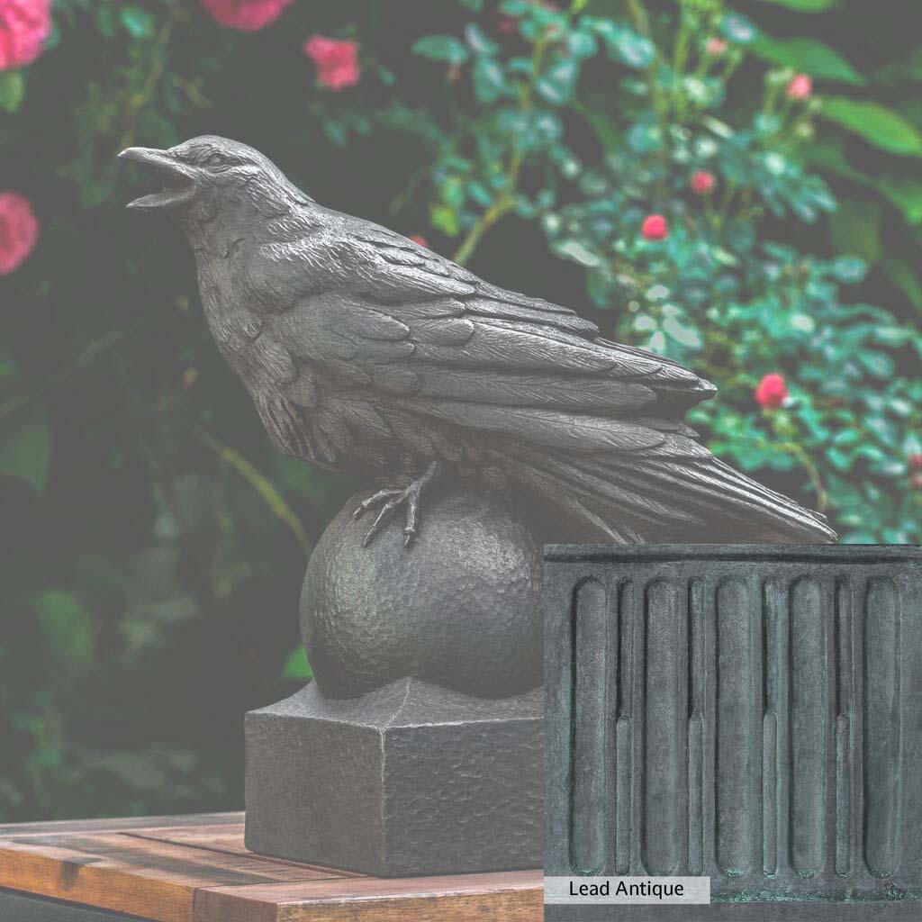 Campania International Corvus Statue - Handcrafted Garden Decor, Roman-Inspired Outdoor Statue for Patio, Yard & Landscape Design