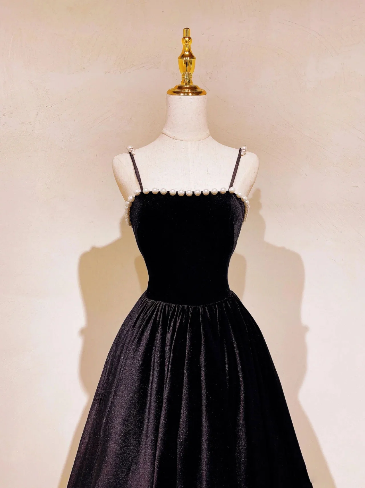 Elegant A-Line Black Velvet Long Prom Dress with Beaded Details - Perfect for Birthday Parties, Homecoming, and Formal Events