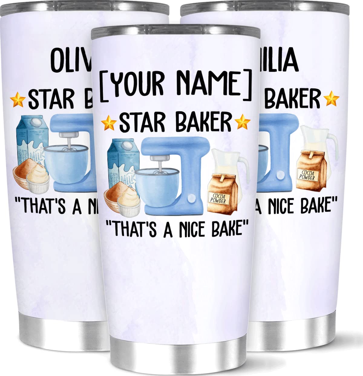 Personalized Coffee Tumbler with Custom Name - Insulated Travel Mug for Bakers, Baking Lovers, Women & Men - Perfect Gift for Mom, Dad, Birthday & Christmas - Large Capacity Thermal Cup for Coffee, Tea & Hot Drinks - Ideal for Home, Office & Travel Use
