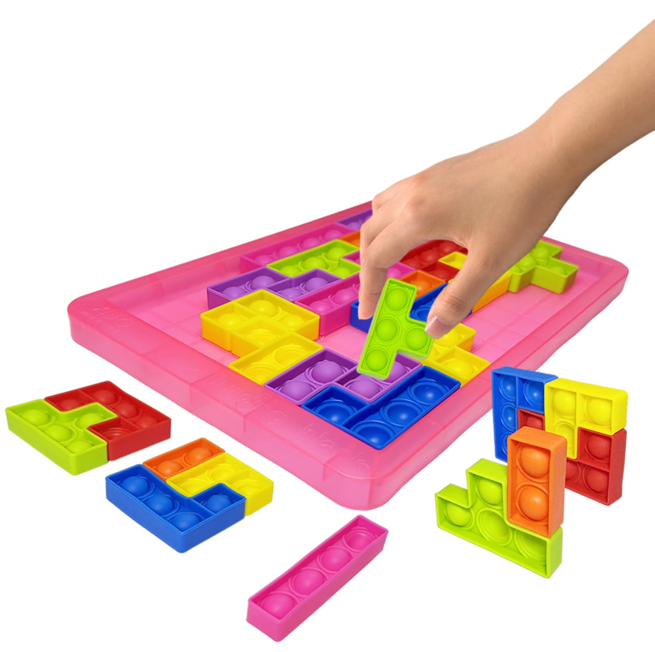 Pop It Fidget Puzzle Game - Silicone Sensory Stress Relief Toys for Kids & Adults, Anxiety Relief for Autism Special Needs, Fun Parent-Child Activity (Pink) - Perfect for Home, School, and Travel Use