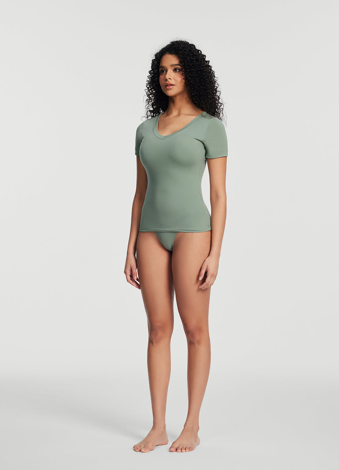 Women's V-Neck T-Shirt in Sage Green - Soft & Comfortable Casual Tee for Everyday Wear