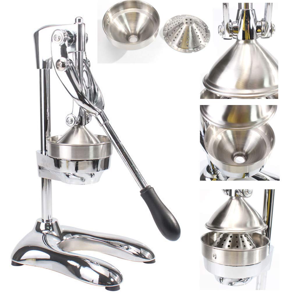Premium Stainless Steel Manual Citrus Juicer - Heavy Duty Hand Press for Lemon, Orange, Pomegranate - Portable Kitchen Gadget for Home & Commercial Use (Silver) | Perfect for Fresh Juice, Cocktails & Healthy Drinks