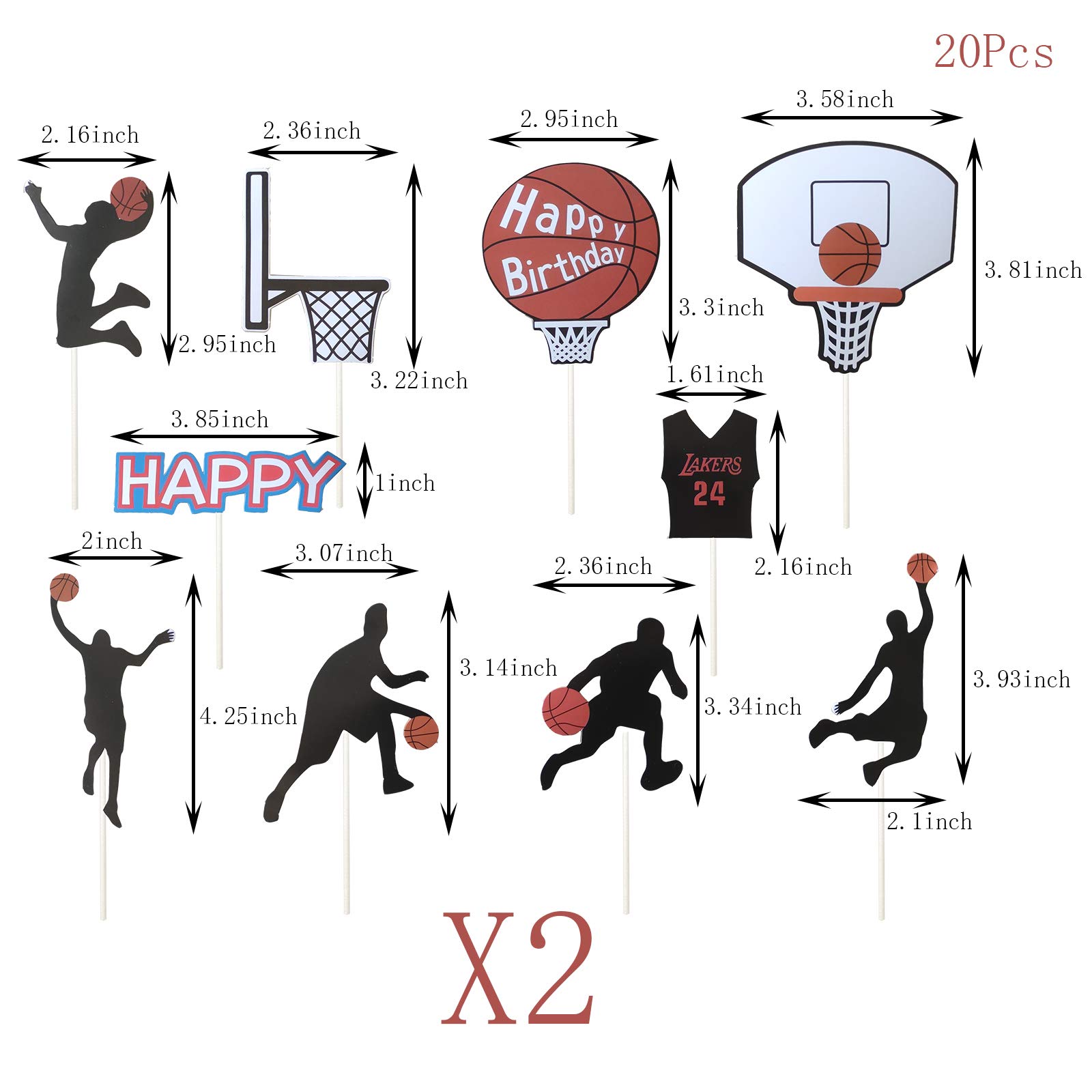20Pcs Basketball Cupcake Toppers - Basketball Player Cupcake Picks & Star Decorations for Basketball Theme Party Supplies | Perfect for Birthday, Baby Shower, and Sports Celebration Decor