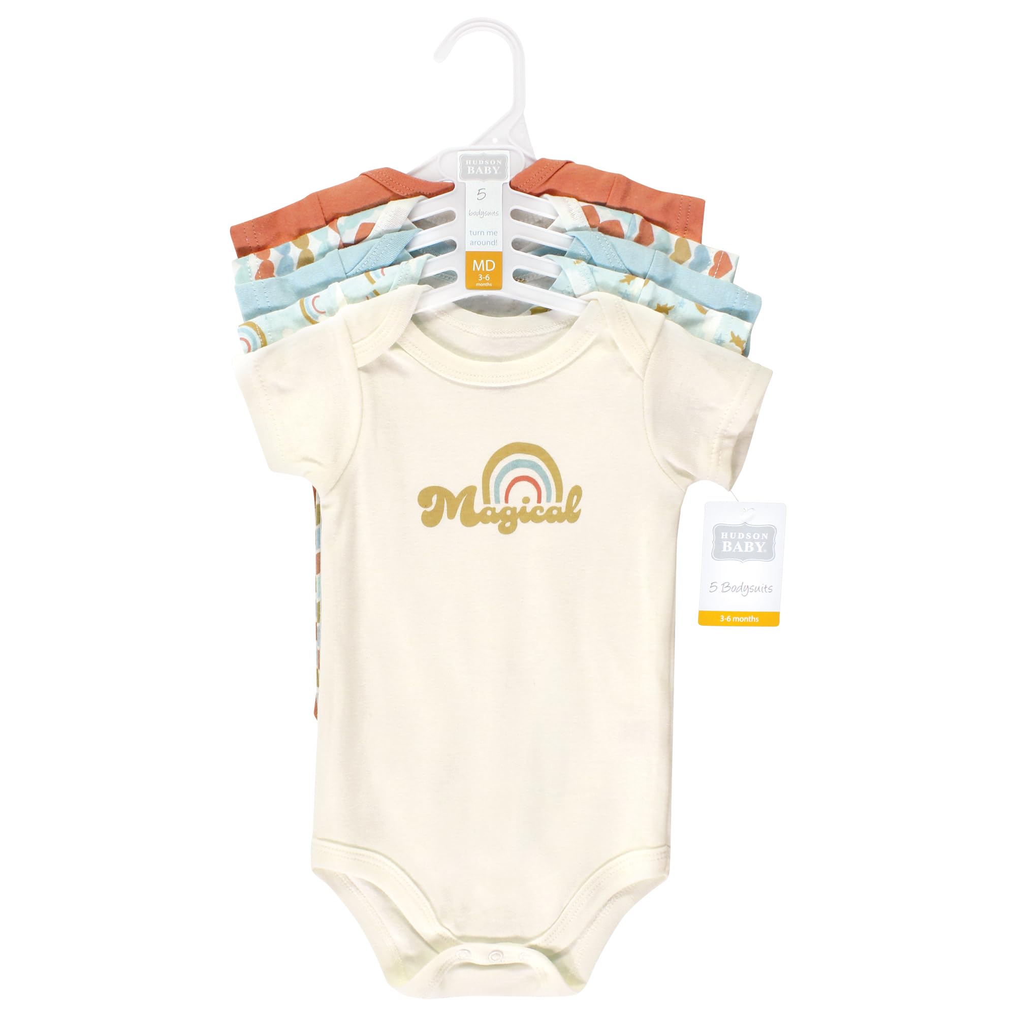 Hudson Baby Unisex Cotton Bodysuits - 5-Pack Magical Rainbow | Soft Preemie Onesies for Newborns | Perfect for Everyday Wear, Gifts & Photo Shoots