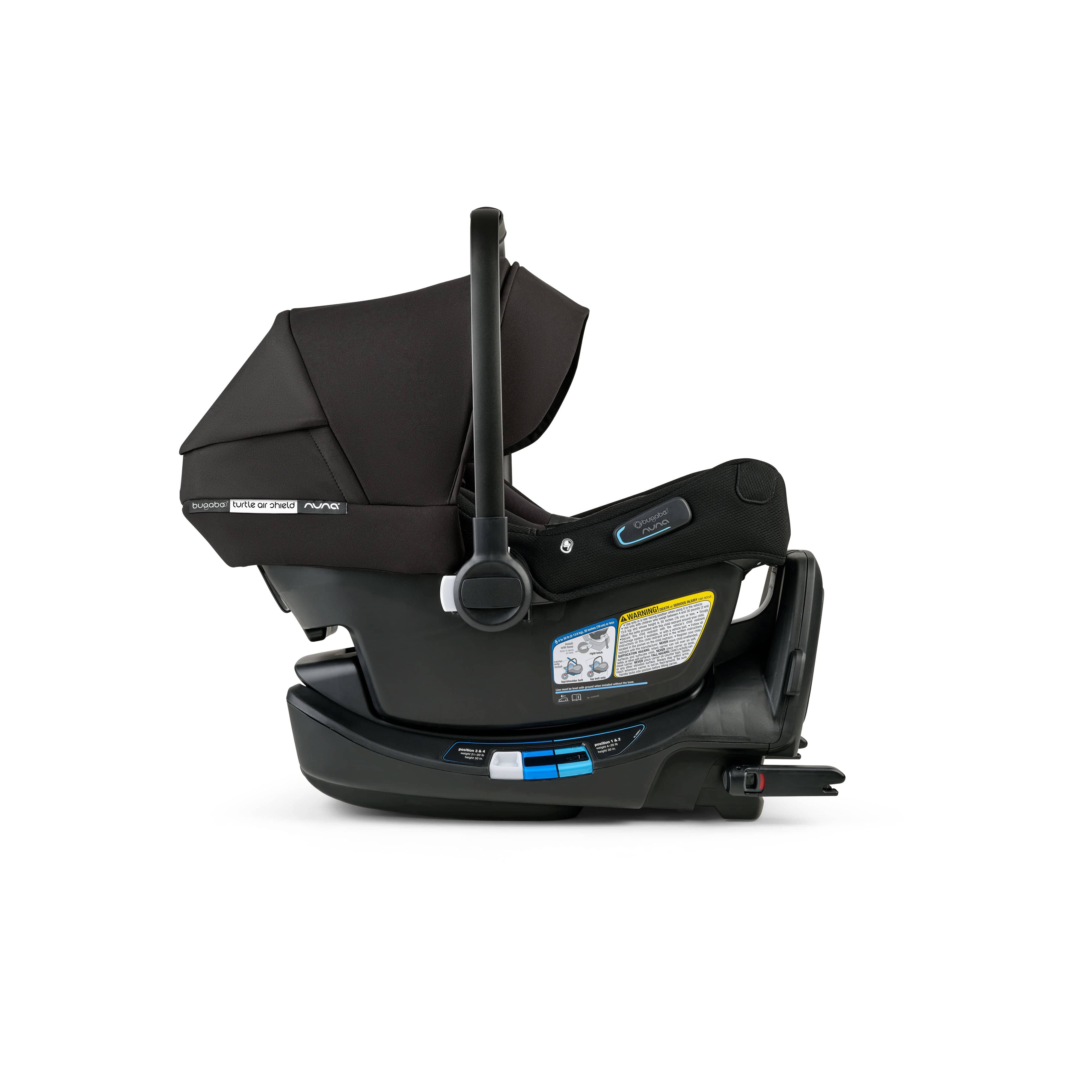Nuna Bugaboo Turtle Air Shield Car Seat with Base - Black | Safe & Comfortable Infant Car Seat for Newborns | Perfect for Travel & Daily Commutes