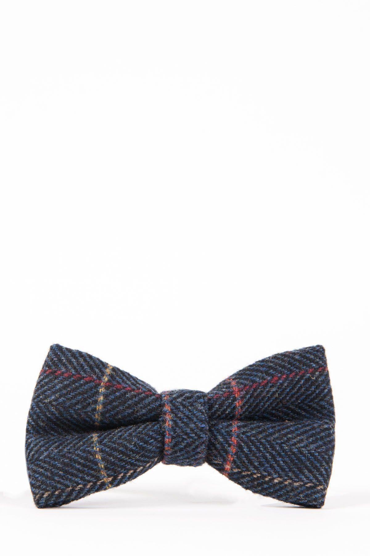 ETON Navy Blue Check Tweed Bow Tie for Men - Classic Formal Accessory for Weddings, Parties & Business Events