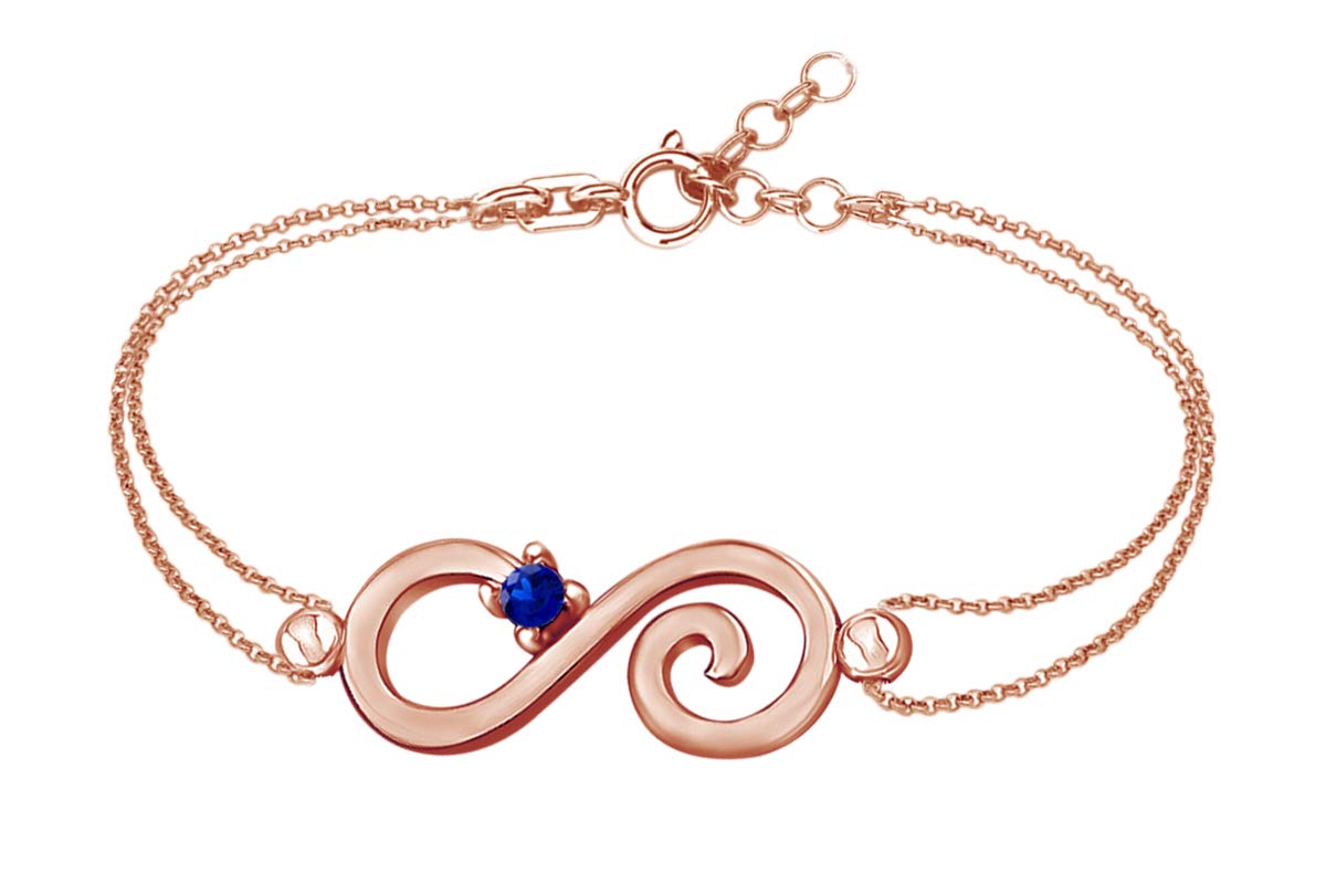 14k Rose Gold Over Sterling Silver Simulated Gemstone Infinity Chain Bracelet - Elegant Jewelry for Women, Perfect for Parties, Weddings & Everyday Wear