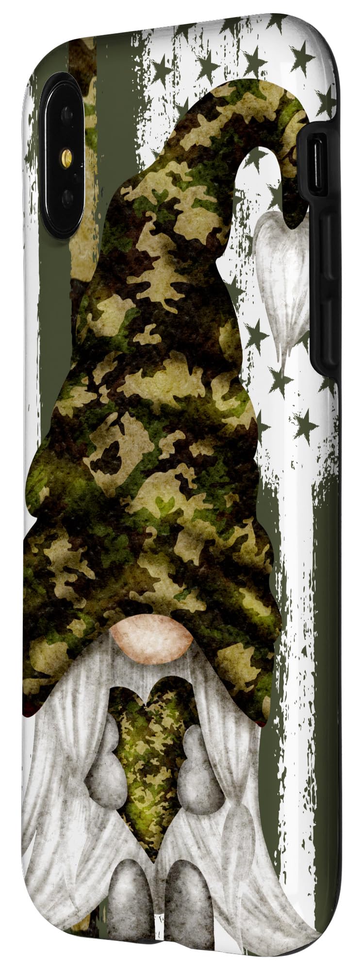 iPhone X/XS Camouflage Gnome Flag Phone Case - Patriotic Military Design for American Veterans | Perfect for Outdoor Adventures & Veteran Appreciation Events