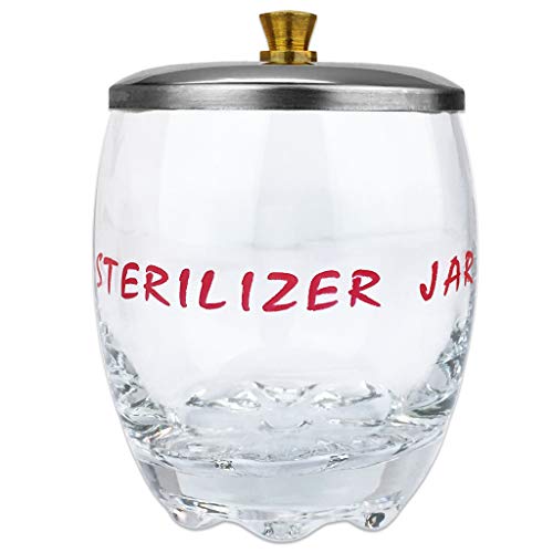 Small Disinfecting Sterilizer Jar with Metal Lid - Perfect for Tools, Manicure, SPA Implements & Scissors | Clear UV Sterilization Container for Salon, Tattoo & Home Use