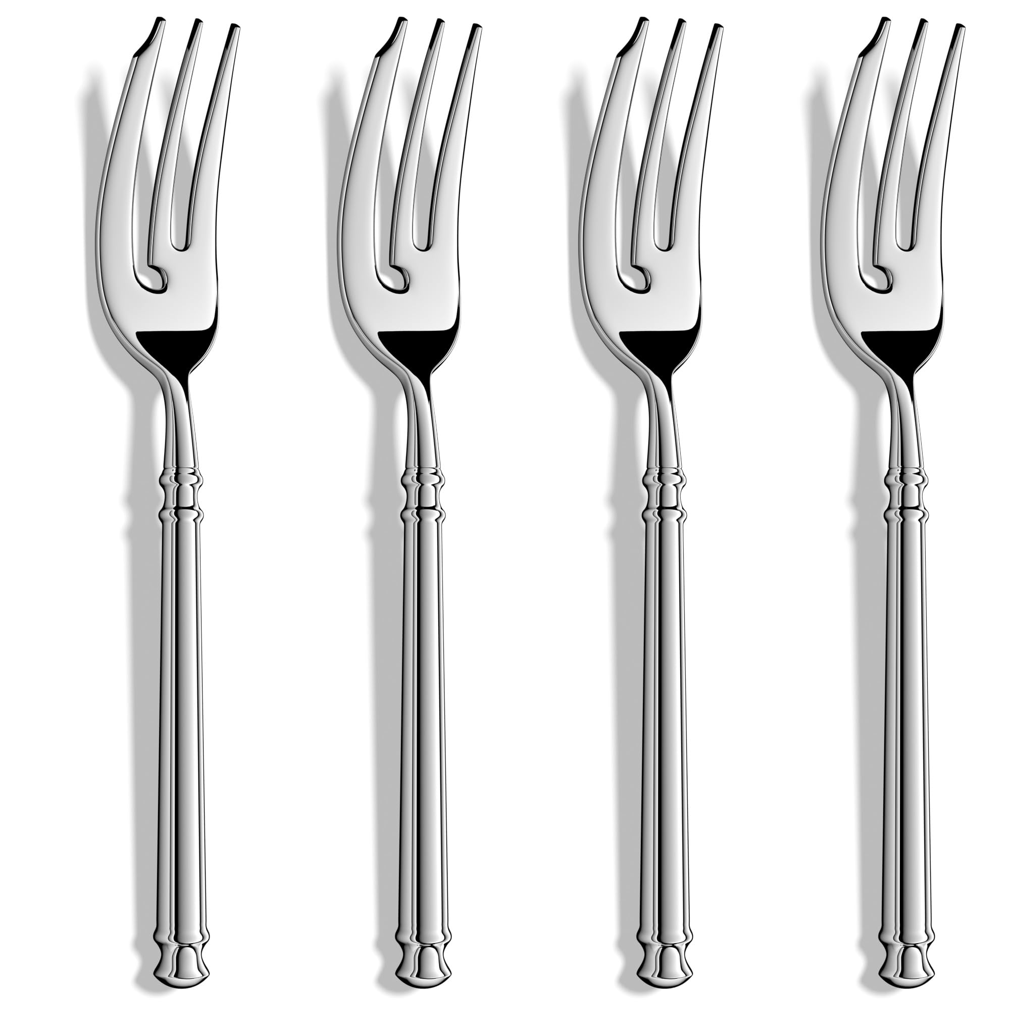 Premium 18/10 Stainless Steel Salad Forks Set of 4 - Hand Forged Dessert & Appetizer Forks with Modern Round Handle - Dishwasher Safe Cocktail & Fruit Forks for Parties, Weddings & Fine Dining