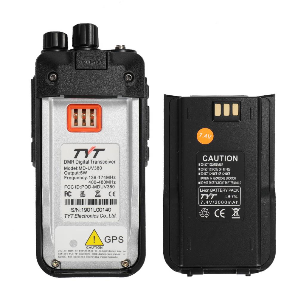 TYT MD-UV380G Dual Band DMR Two-Way Radio with GPS, 2000mAh Battery - Perfect for Outdoor Adventures, Emergency Communication, and Business Use