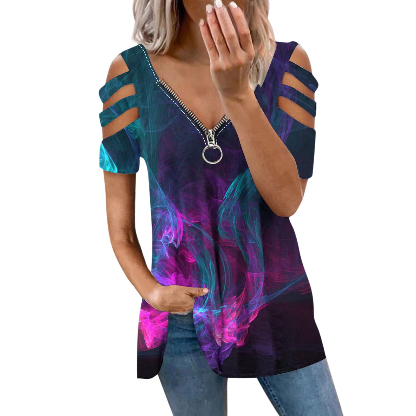 Women's Floral Print Crewneck T-Shirt | Casual Fit Tunic Top for Summer & Fall | Workout Tank Blouse | Versatile for Office, Gym & Everyday Wear