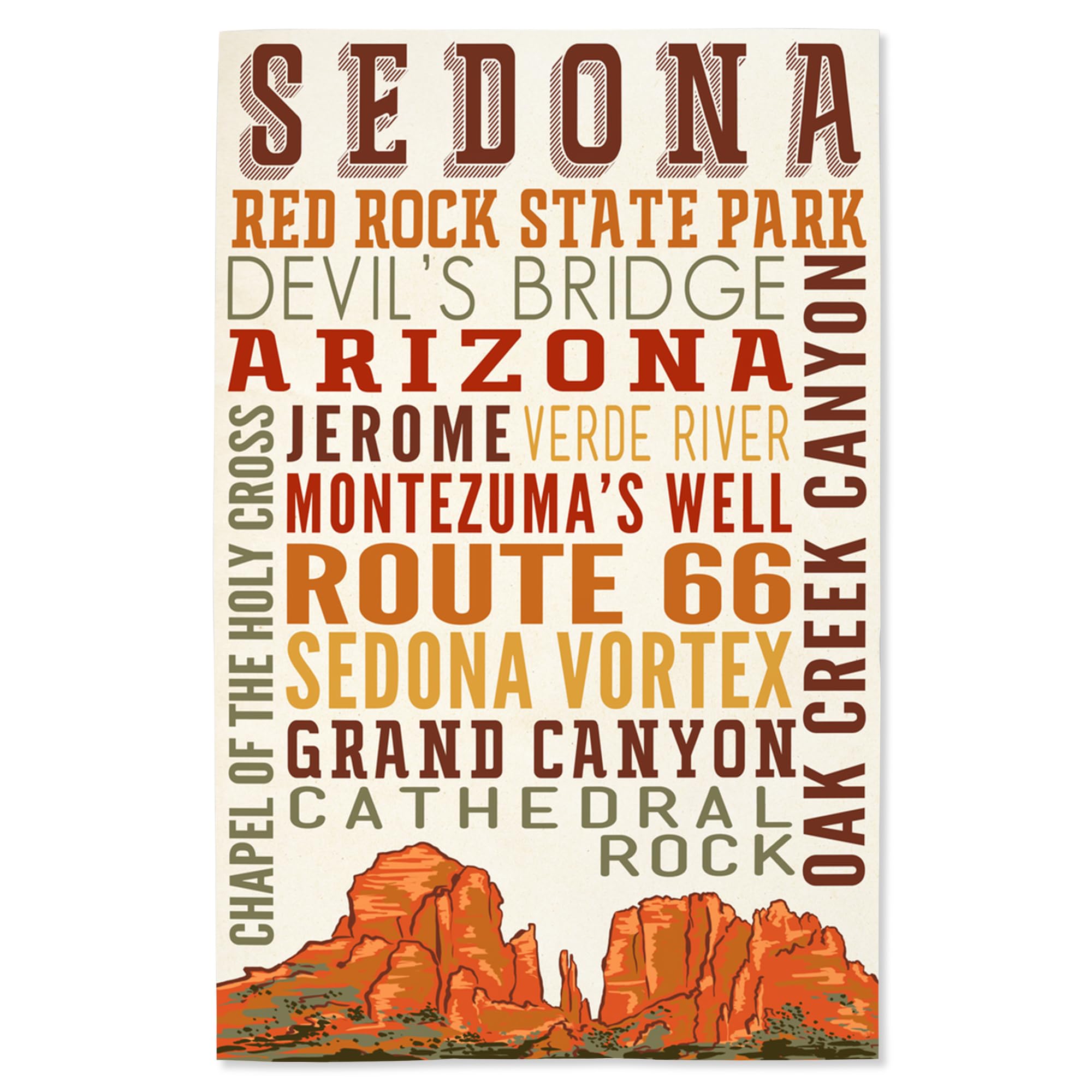 Lantern Press 16x24 Inch Giclee Print - Sedona Arizona Landscape Typography Art | Perfect for Home Decor, Office Wall Art & Gift Ideas