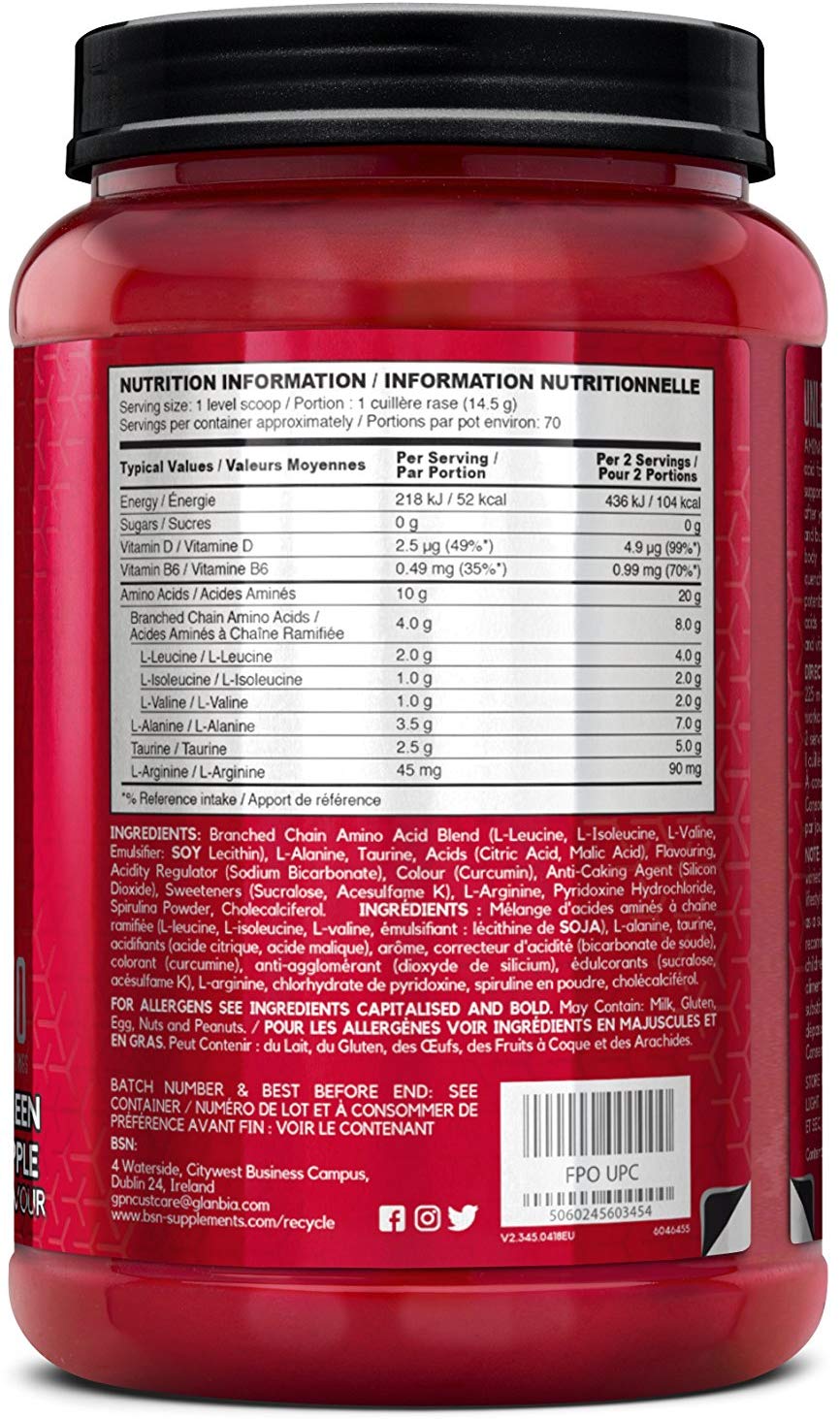 BSN Amino X Muscle Recovery & Performance Supplement - Post-Workout & Fitness Support for Athletes & Bodybuilders | Ideal for Gym, Training & Muscle Growth