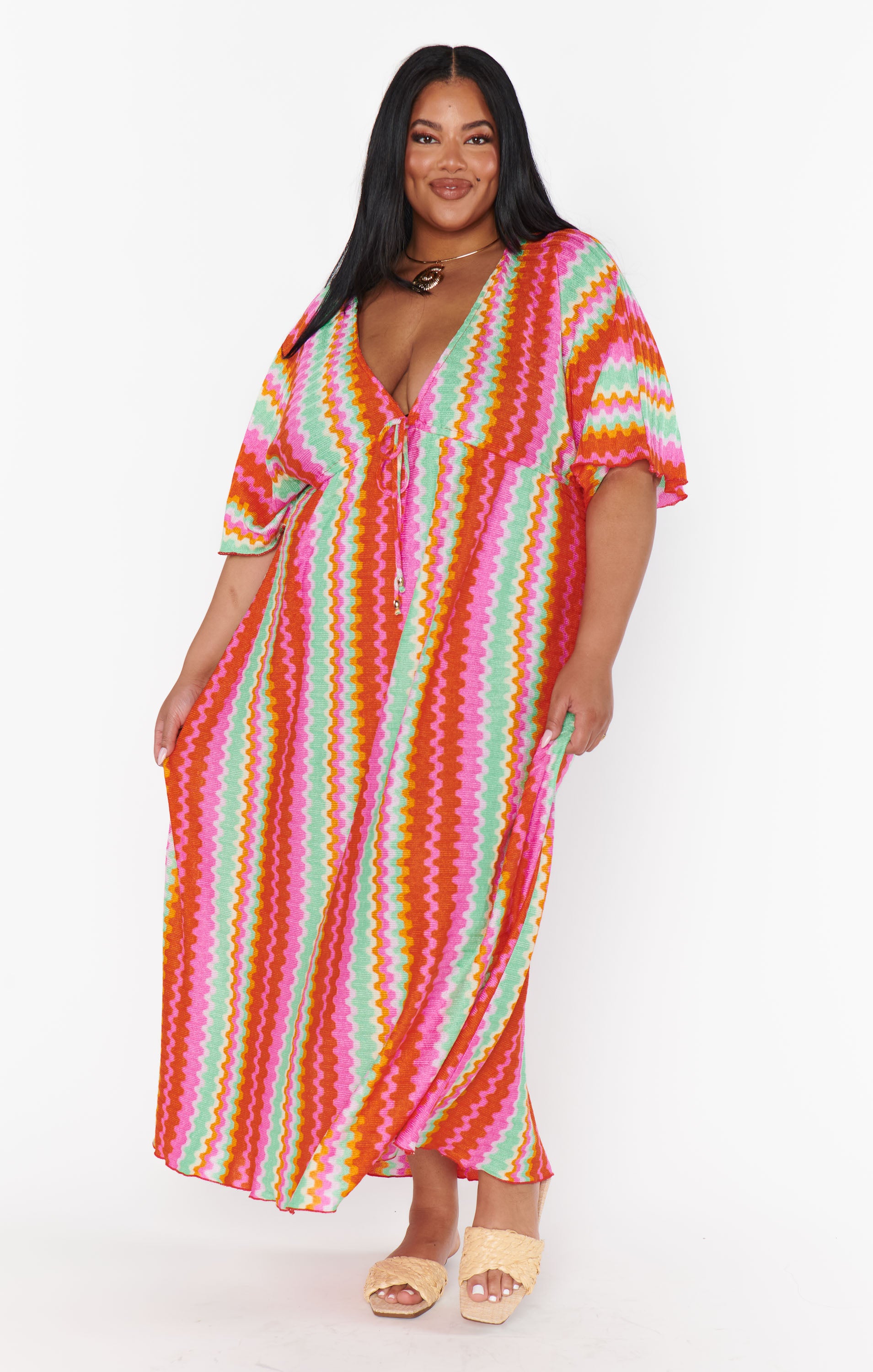 Kenzie Maxi Dress - Cabo Groovy Knit Flowy Beach Cover Up Dress for Women | Boho Summer Vacation Outfit | Perfect for Beach Parties, Music Festivals & Tropical Getaways