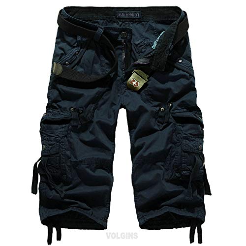 USTZFTBCL Men's Cargo Shorts - Breathable Workout & Military Tactical Shorts with Multiple Pockets, Casual Calf-Length Pants for Gym, Hiking & Outdoor Activities