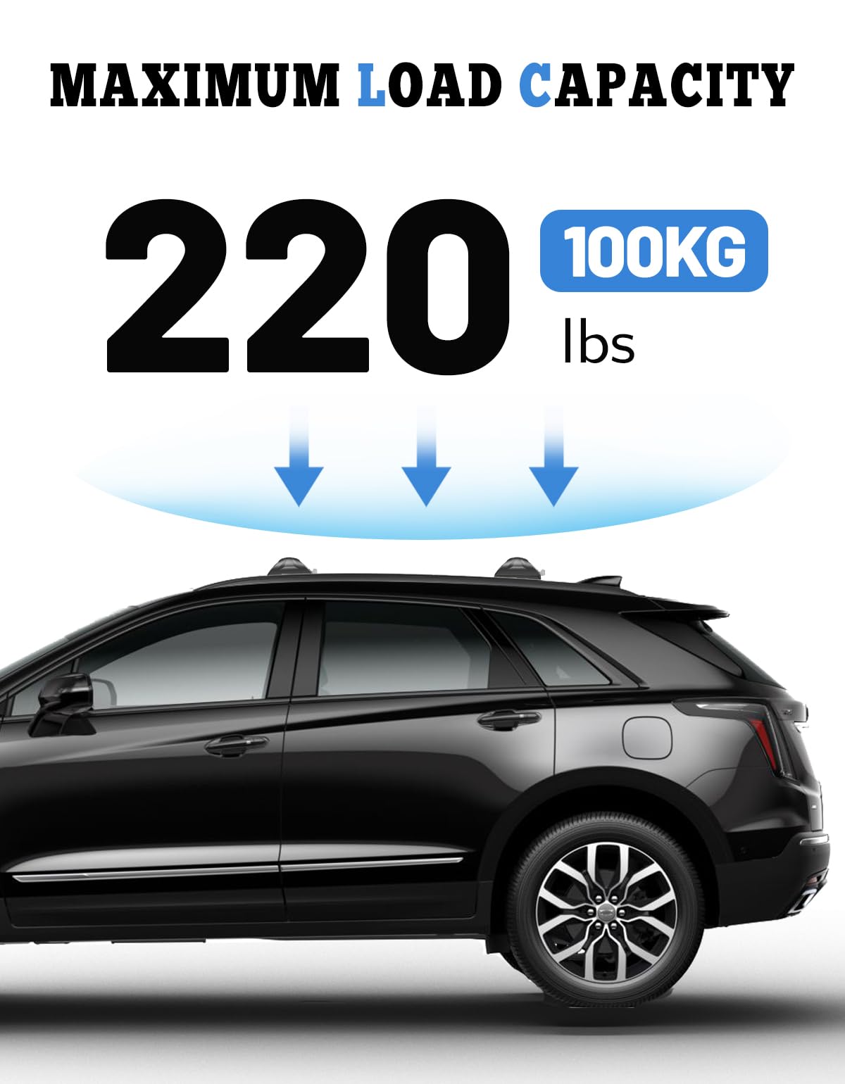 2024 Aluminum Car Roof Rack Cross Bars for Cadillac XT5 (2017-2025 Models) - Lockable Cargo Carrier for Kayak, Canoe, Bike & Snowboard | Perfect for Road Trips & Outdoor Adventures