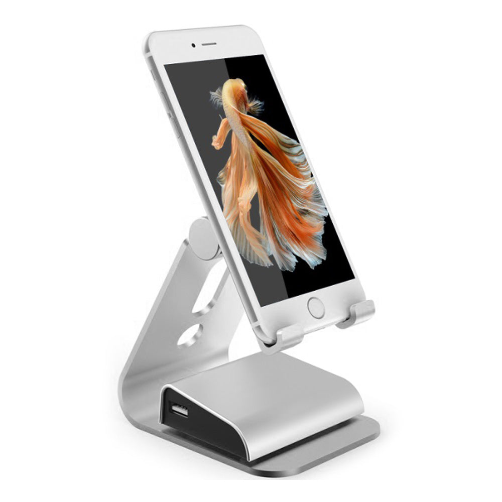 Adjustable Aluminum Phone & Tablet Stand - Silver/Gold - Perfect for Home Office, Video Calls, Cooking Recipes & Hands-Free Viewing