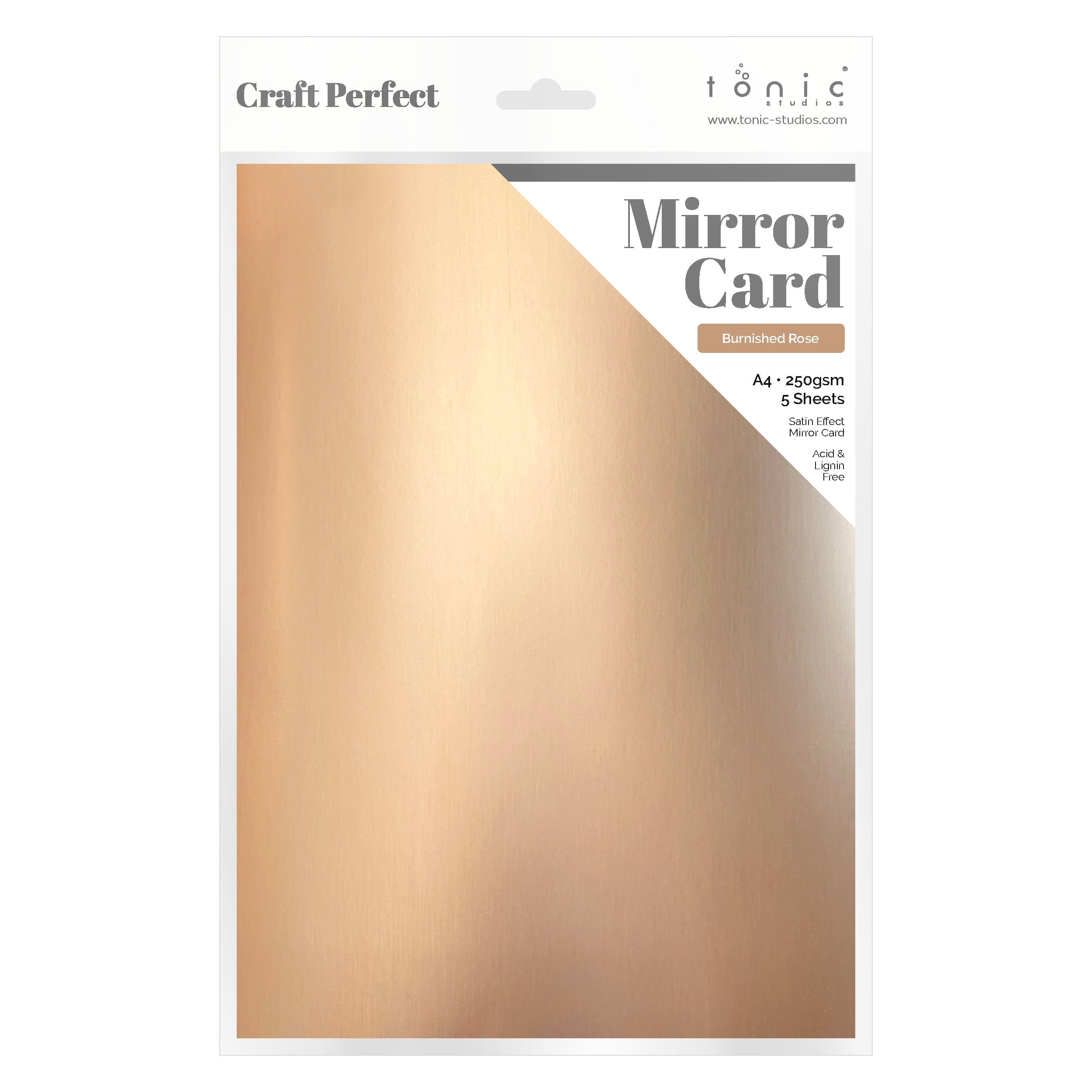 4-Pack Mirror Card Set - Satin Finish Burnished Rose A4 Size (9473E4) for Scrapbooking, Invitations & DIY Crafts