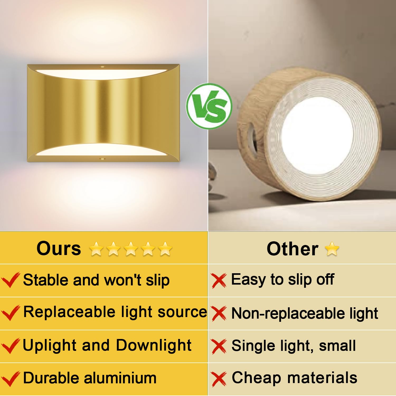 Aipsun Brushed Brass Wall Sconce - Hardwired Up Down Wall Light Fixture for Living Room, Bedroom, Hallway - 1 Pack Indoor Wall Mount Lighting with Warm White 3000K G9 Bulbs - Perfect for Ambient Lighting in Home Decor & Interior Design