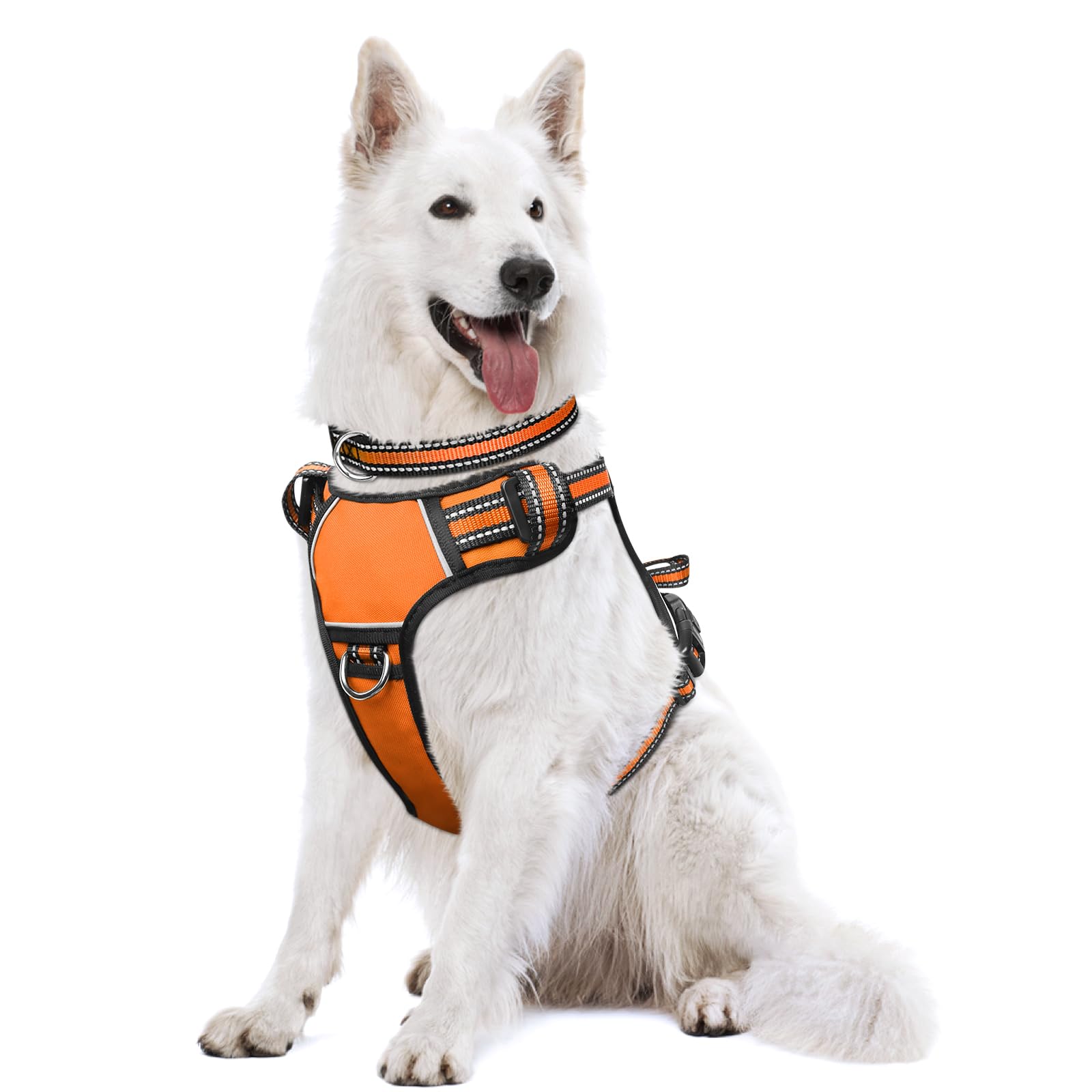 WINSEE No Pull Dog Harness with Collar - Adjustable Reflective Oxford Vest for Small Medium Large XL Dogs - Front & Back Leash Clips & Control Handle - Perfect for Walking, Hiking & Outdoor Adventures
